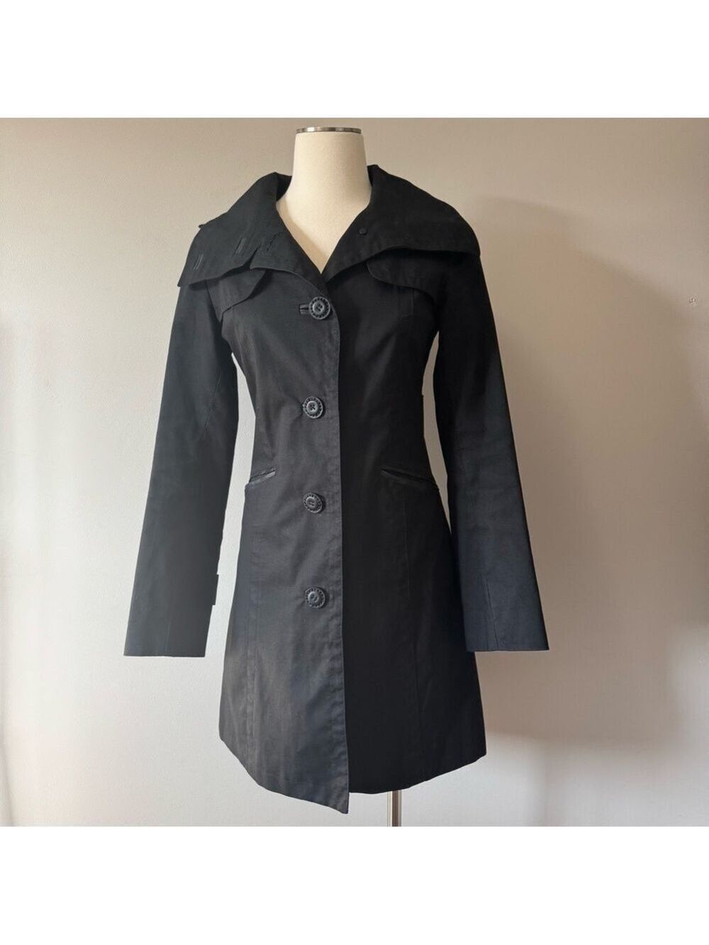 Mackage Black and White Plaid Jacket with Gold Detail XS
